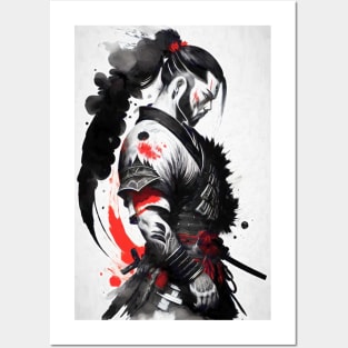 Japan Ink Style Samurai Posters and Art